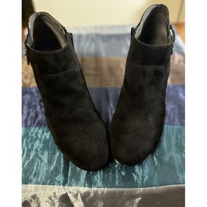Aerosoles Boot Womens 8.5 M  Ankle Bootie Buckle Black Fabric‎ Zipper